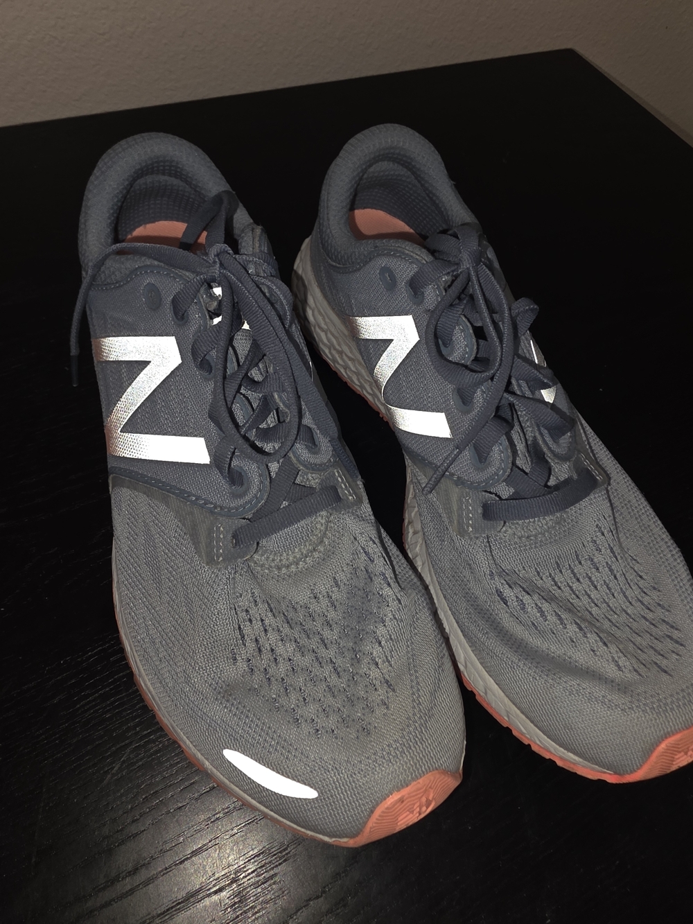 New Balance Gray Running Sneakers with Coral Soles